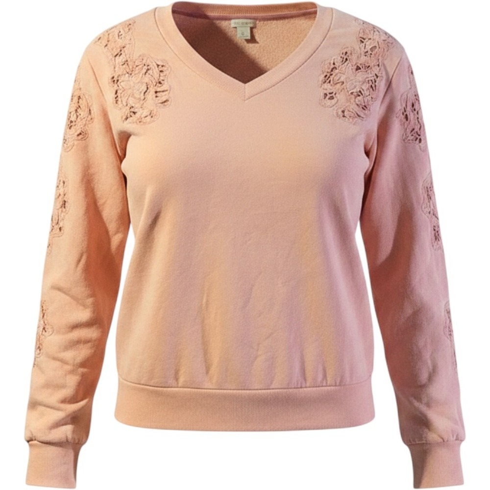 PLUS‎ 1 Hinge Women's Pink Pullover Crewneck Long Sleeve Sweatshirt Casual peach